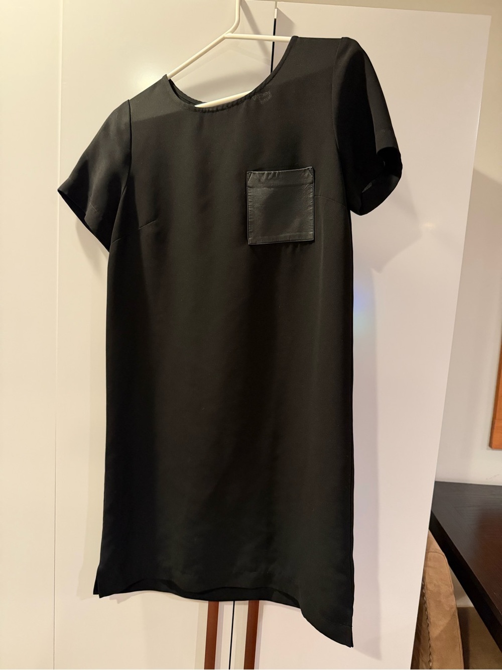 J. Crew Black Short-Sleeve Shift Dress with Pocket